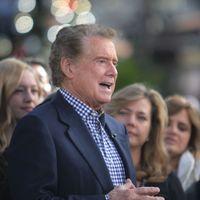 Regis Philbin and Maria Menounos at entertainment news show 'Extra' at The Grove
